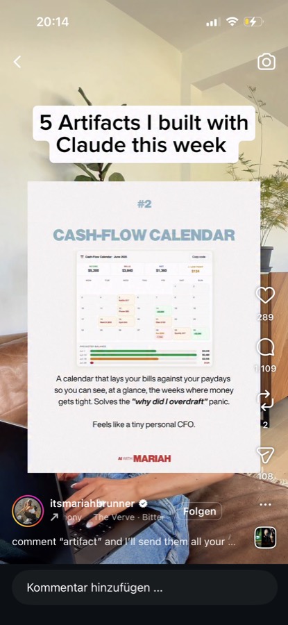 Ergebniskarte Cash-Flow-Kalender
